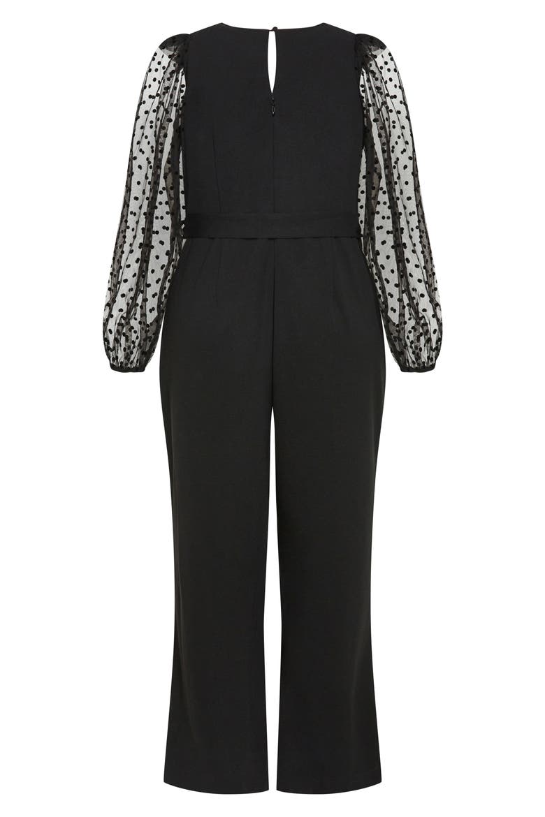 Asher Swiss Dot Sleeve Jumpsuit, Alternate, color, BLACK