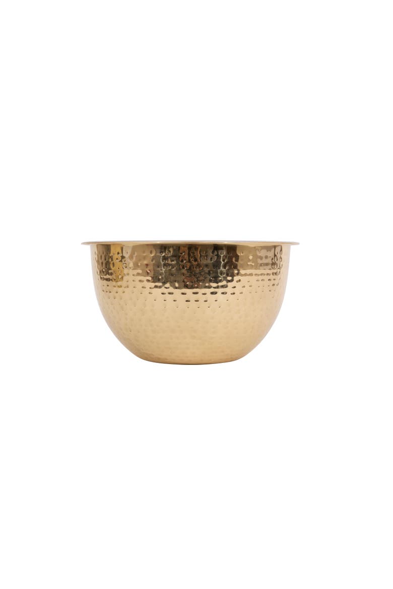 Transitional Hammered Stainless Steel Bowls, Gold Finish, Set of 3, Alternate, color, Gold