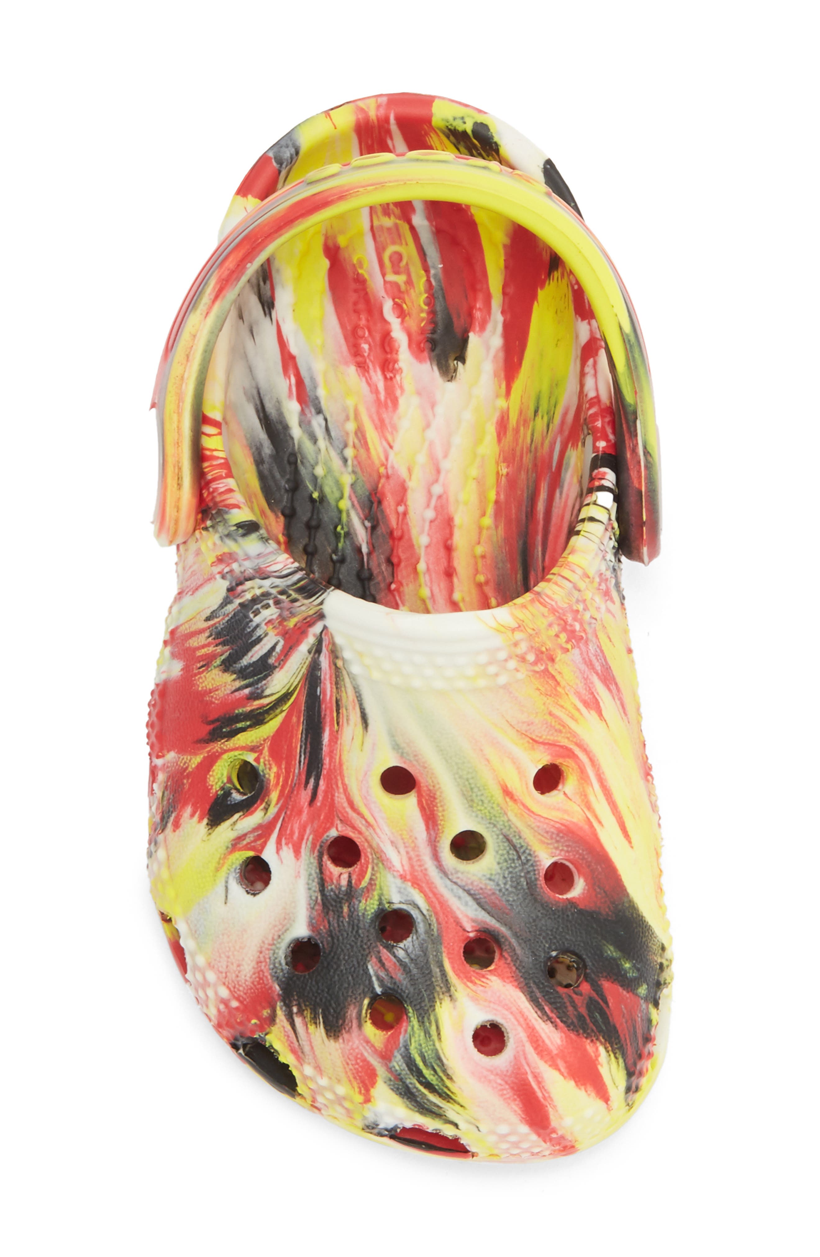Kids' Classic Glow in the Dark Marble Clog, Alternate, color, VARSITY RED/ MULTI