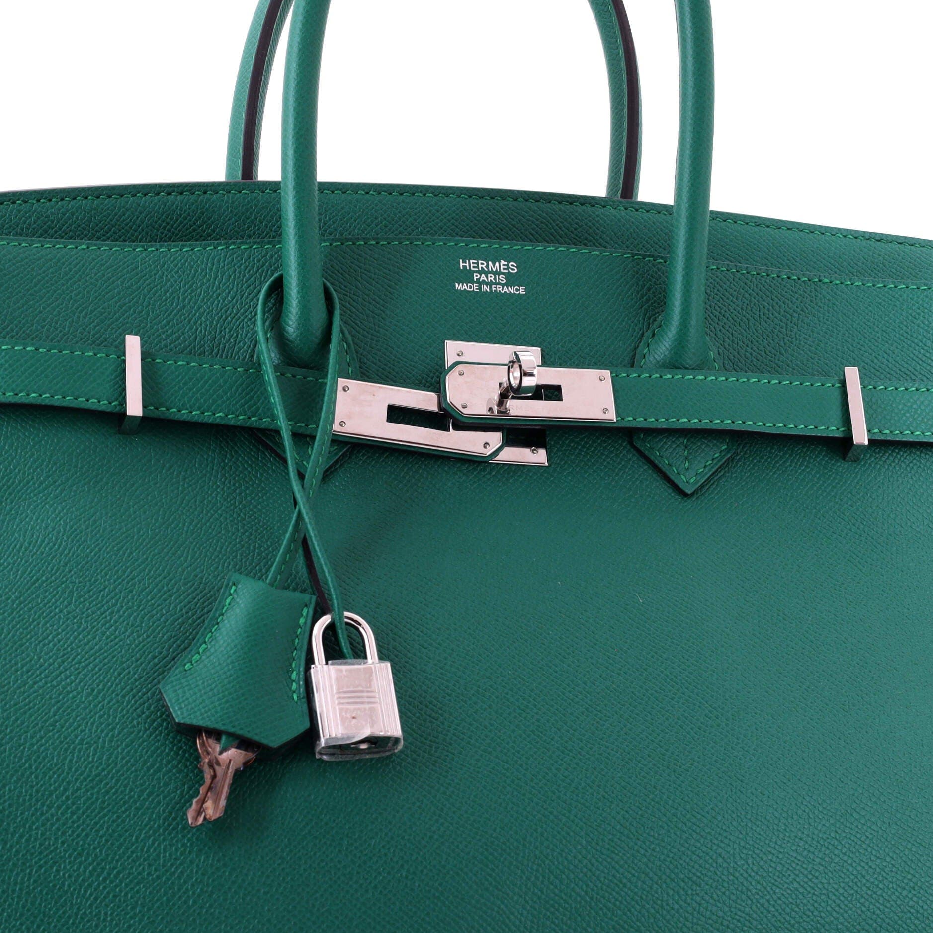 Birkin Handbag Green Epsom with Palladium Hardware 35, Alternate, color, Green