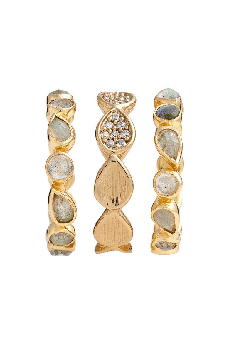 'Etta' Stackable Rings, Alternate, color, GOLD/ LABRADORITE/ CLEAR