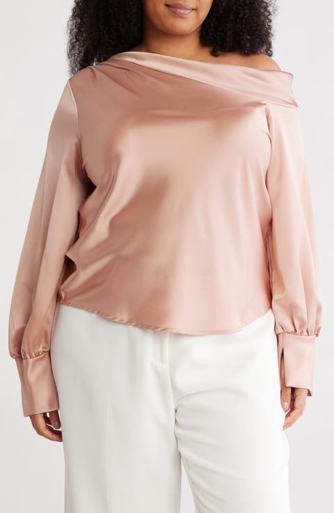 Drop Shoulder Satin Top (Plus)