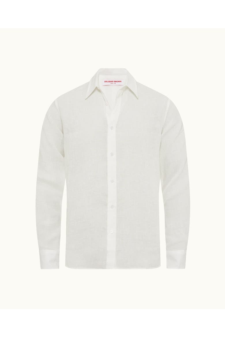 Justin Lino Relaxed Fit Classic Collar Italian Linen Shirt, Alternate, color, White