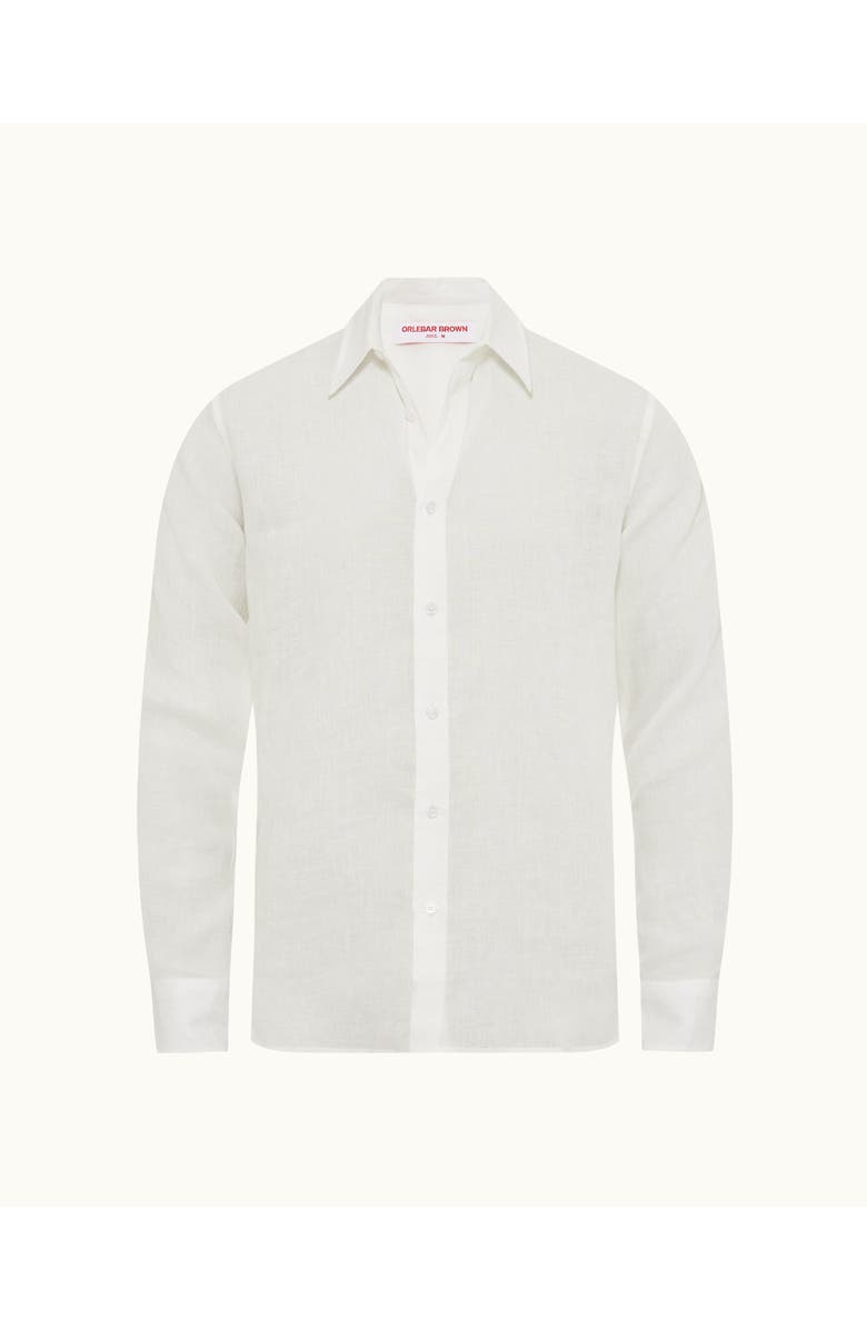 Orlebar Brown Justin Lino Relaxed Fit Classic Collar Italian Linen Shirt, Alternate, color, White