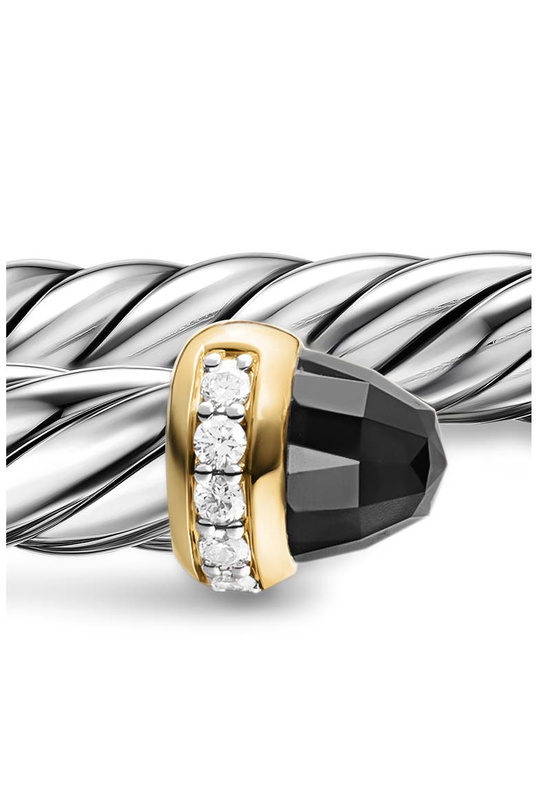 Cable Flex Bracelet with Black Onyx & Diamonds, Alternate, color, SILVER PAVE