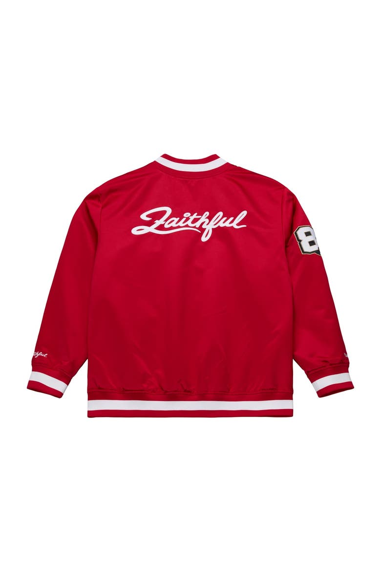 Men's Mitchell & Ness Scarlet San Francisco 49ers Big & Tall 80th Anniversary Heavyweight Satin Full-Snap Jacket, Alternate, color, Scarlet