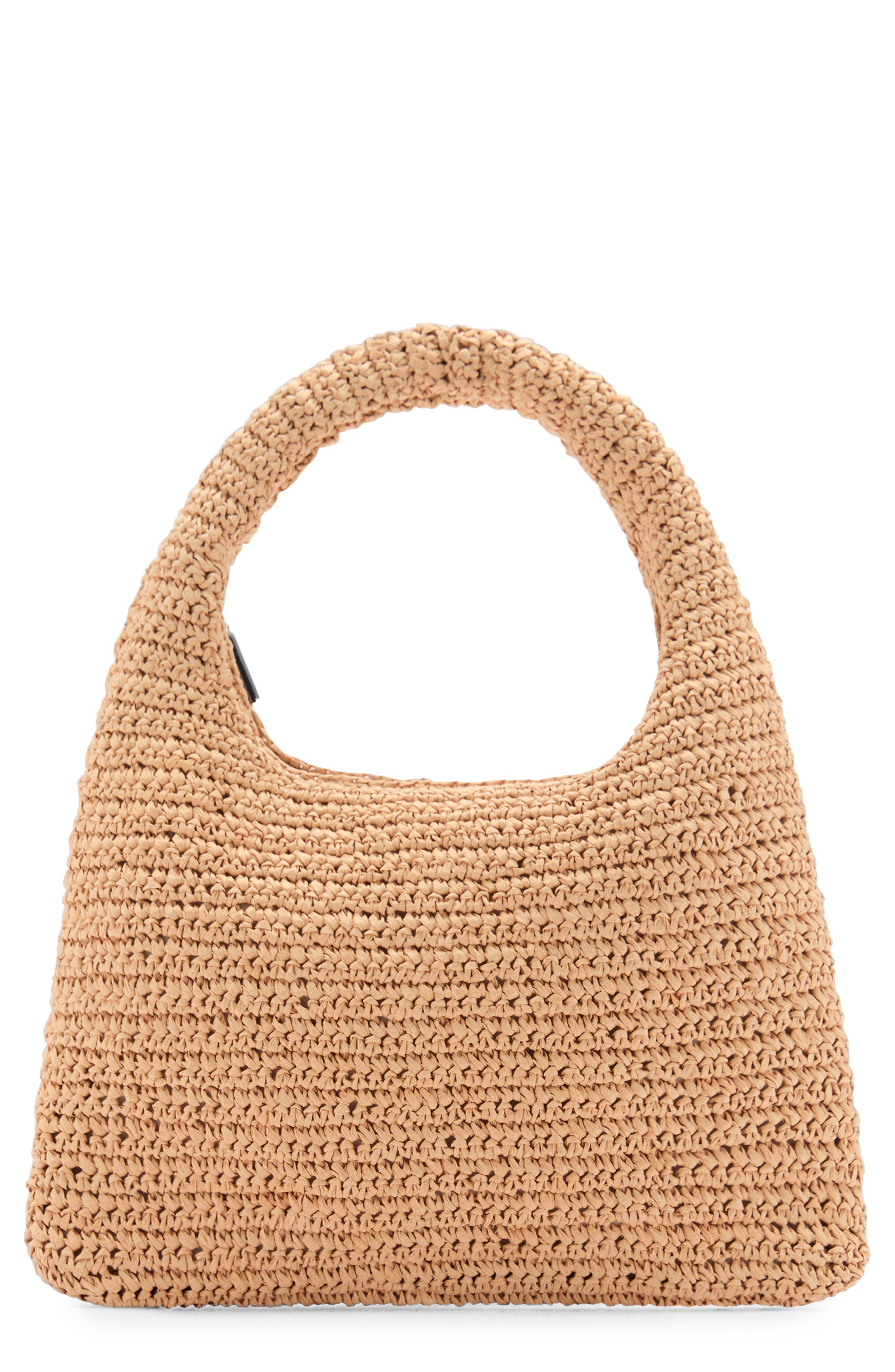 MANGO Straw Shoulder Bag, Main, color, 