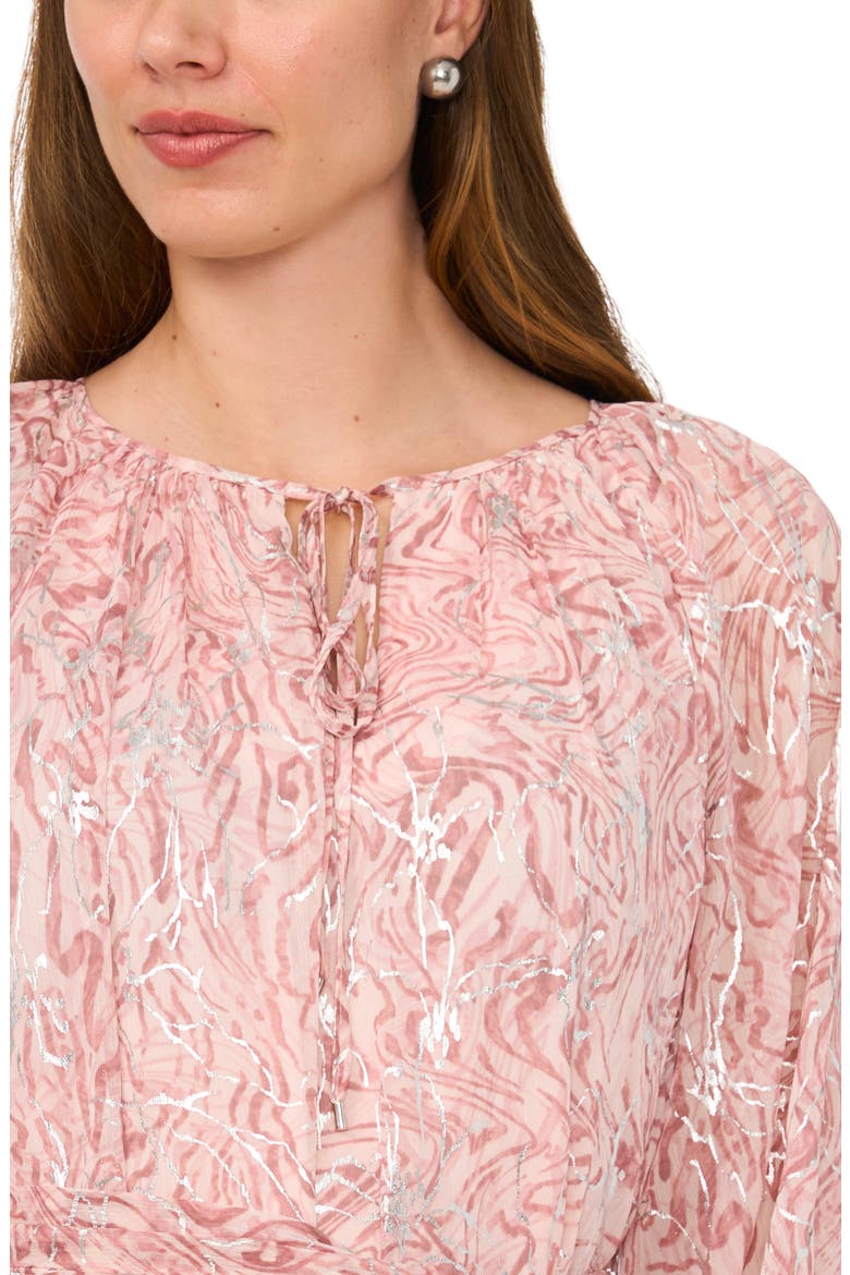 Long Sleeve Tie Waist Dress, Alternate, color, CAMEO ROSE