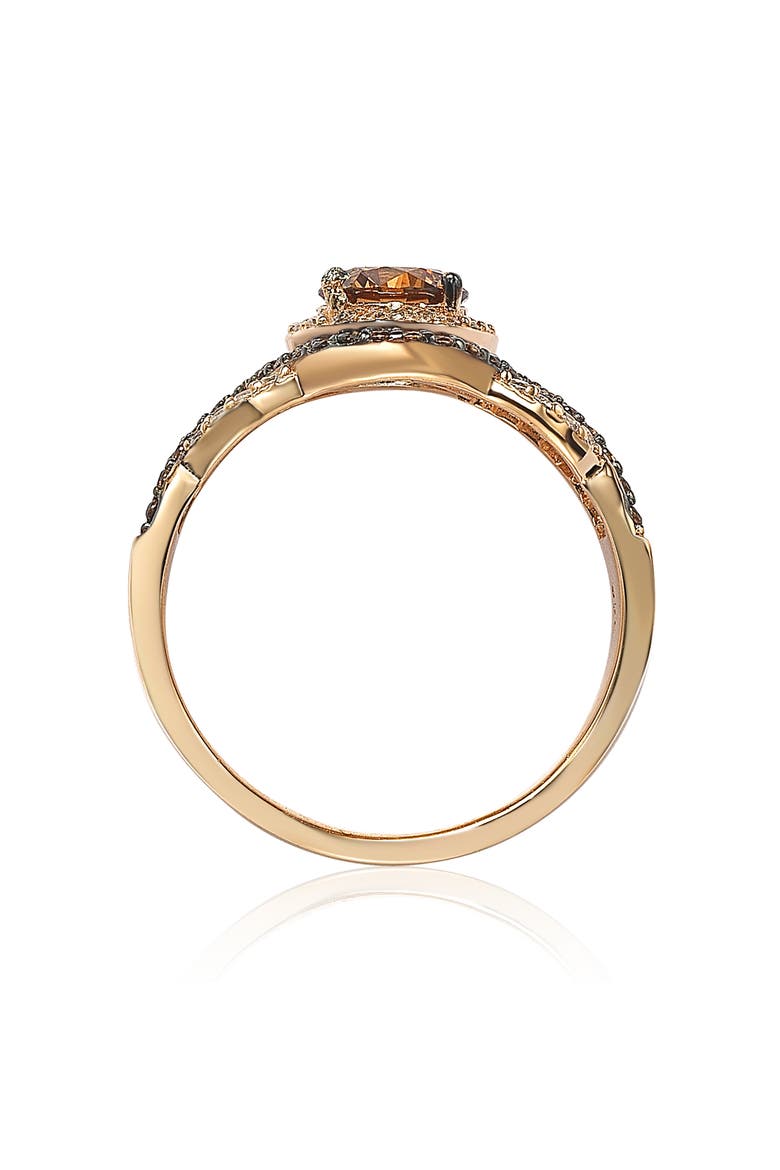Rose-Tone Sterling Silver Brown & White CZ Crossover Bridal Ring, Alternate, color, ROSE BROWN