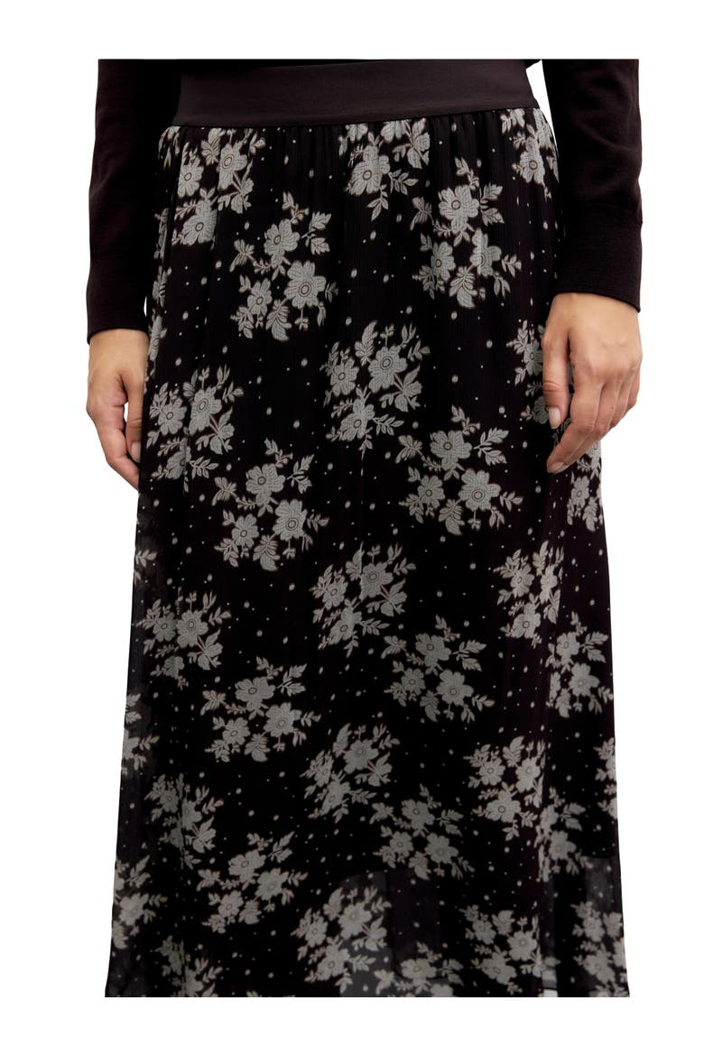 Tessy Floral Midi Skirt, Alternate, color, Brown