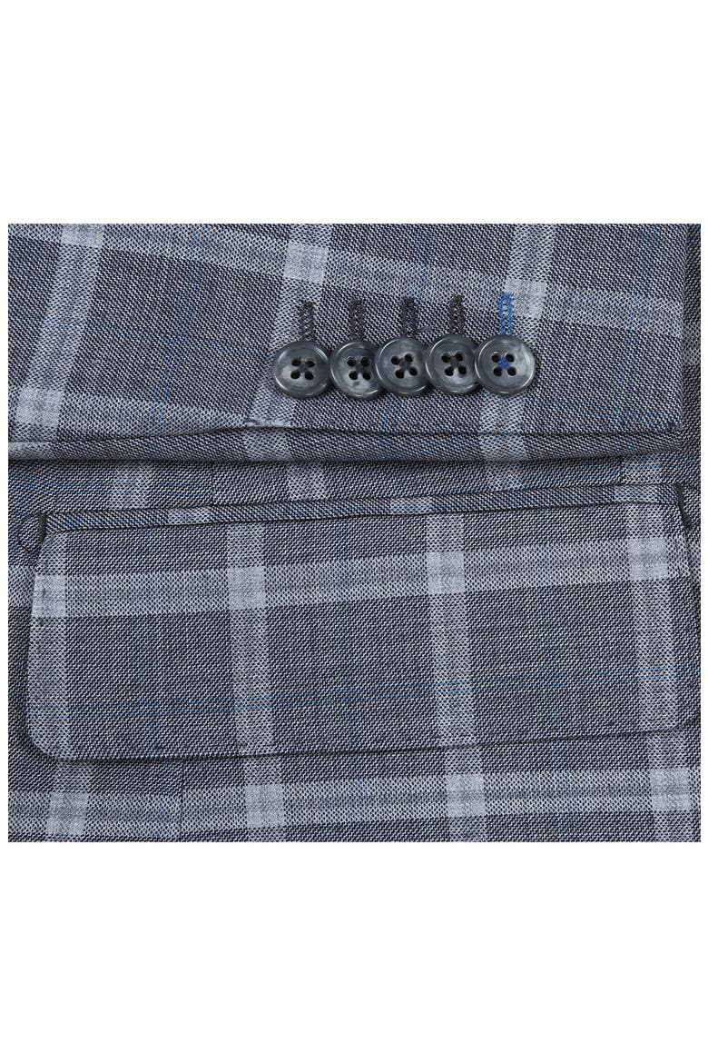 Trim Fit Windowpane Wool Blend Suit, Alternate, color, GRAY