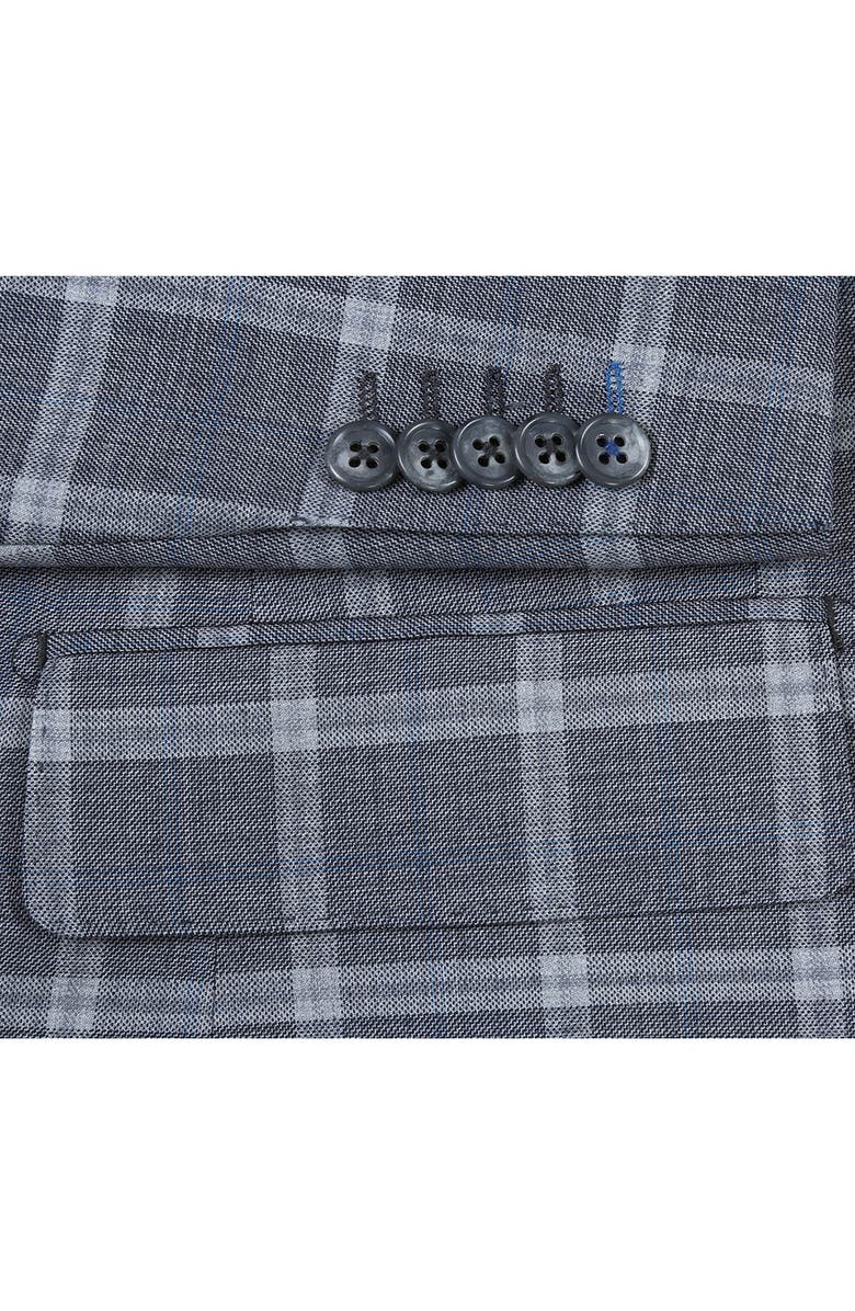 English Laundry Trim Fit Windowpane Wool Blend Suit, Alternate, color, Gray