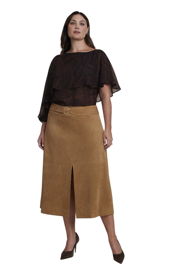 Asymmetrical Chiffon Cape Top (plus), Alternate, color, SNAKE TEXTURE