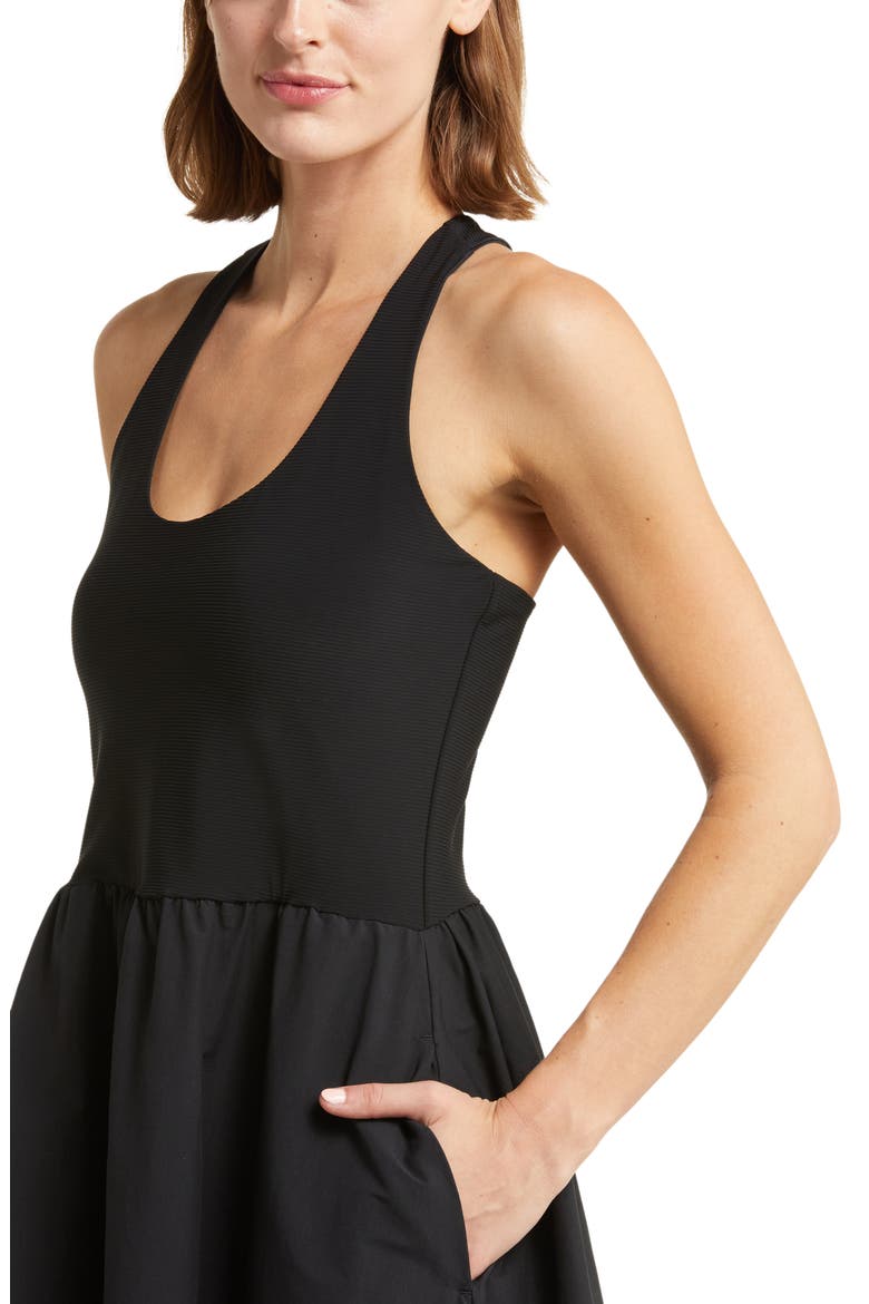 Explorer Rib Bodice Racerback Dress, Alternate, color, BLACK