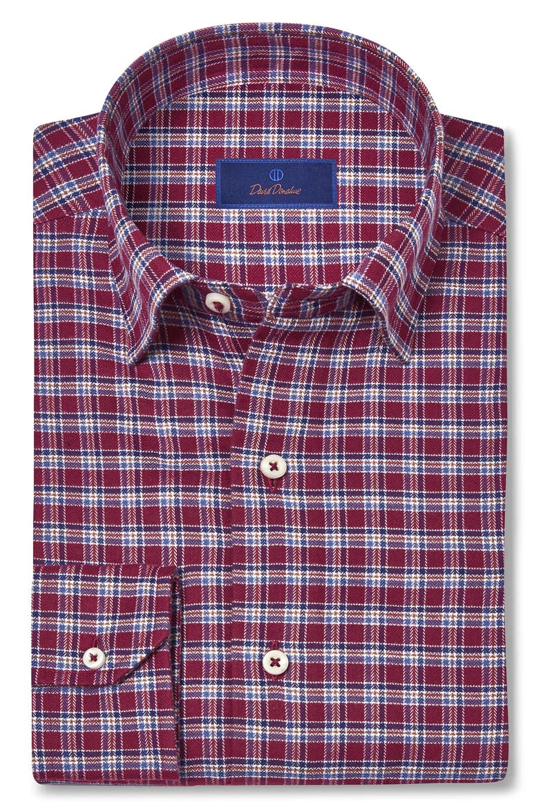 Herringbone Check Print Sport Shirt, Alternate, color, MERLOT/ MULTI
