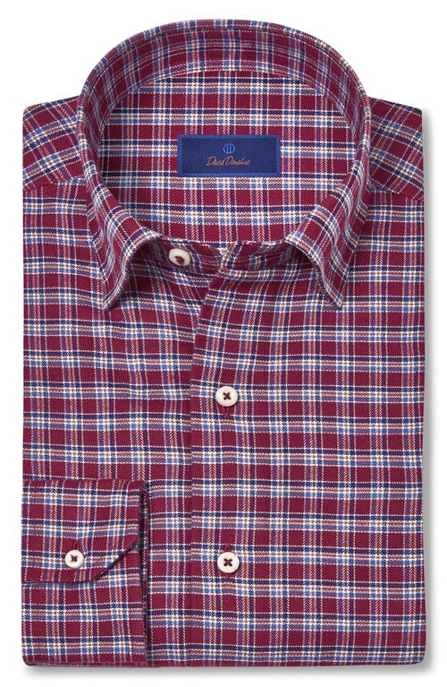 David Donahue Herringbone Check Print Sport Shirt In Purple