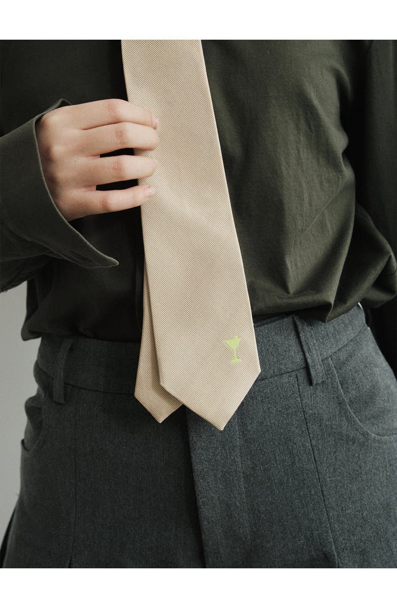 Lost Pattern Silk Tie, Alternate, color, Khaki