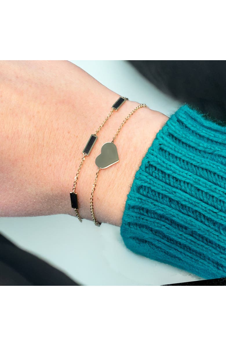 The Lovery Fine Jewelry Onyx Bar Chain Bracelet, Alternate, color, Onyx