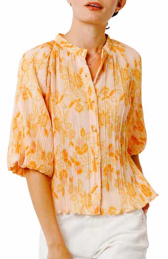 Helen Pleated Balloon Sleeve Top