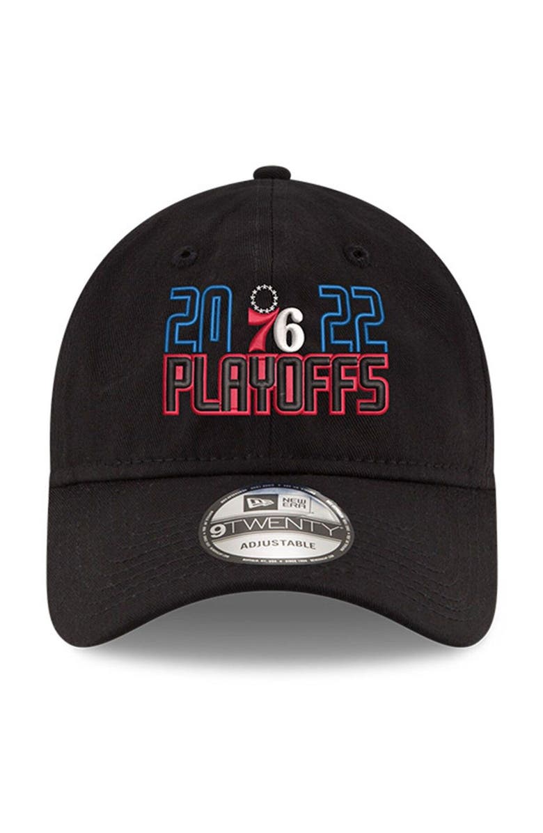 New Era Men's New Era Black Philadelphia 76ers 2022 NBA Playoffs Bubble Letter 9TWENTY Adjustable Hat, Alternate, color, 