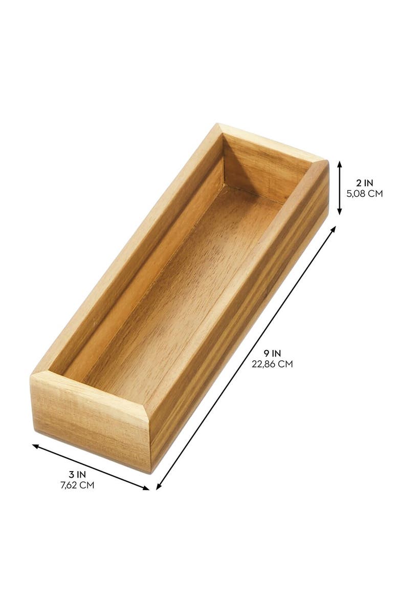 iDesign Acacia Wood Kitchen Drawer Organizer - Set of 3 - Natural, Alternate, color, Natural
