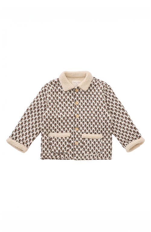 Rylee + Cru Harvest Floral Fleece Coat In Brown