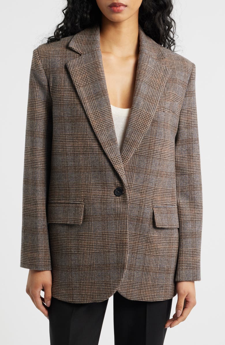 MANGO Roma One-Button Blazer, Alternate, color, Brown