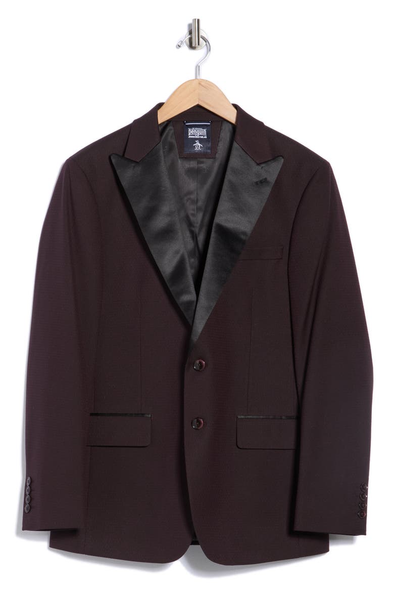 Satin Peak Lapel Dinner Jacket, Alternate, color, BURGUNDY
