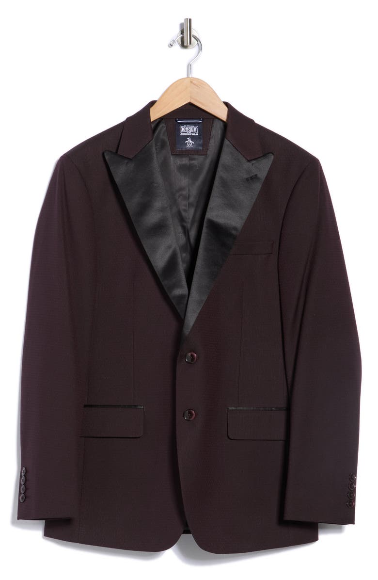 Original Penguin Satin Peak Lapel Dinner Jacket, Alternate, color, Burgundy