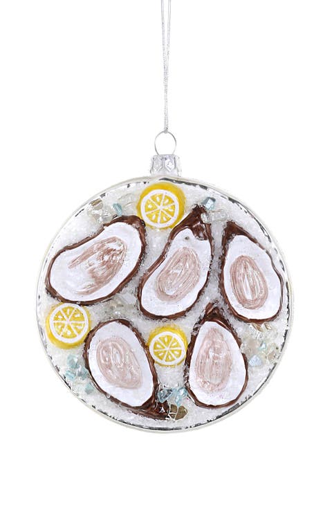 Plated Oysters on Ice Christmas Ornament