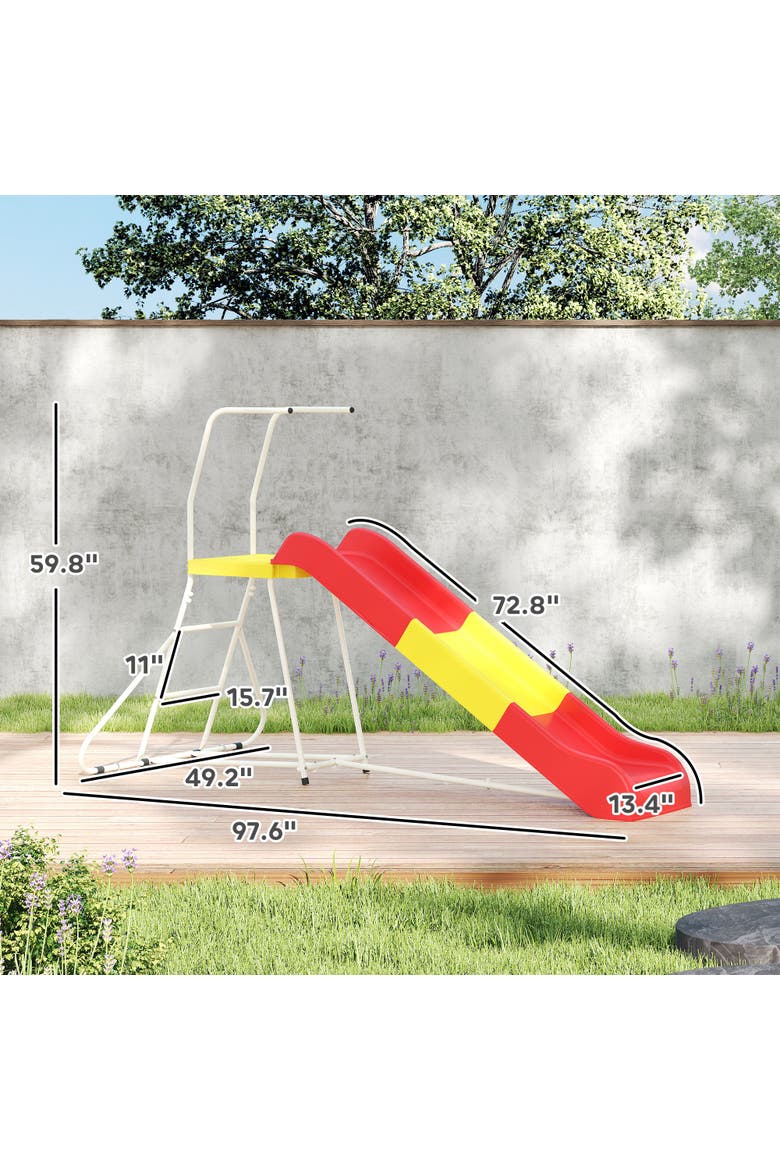 6ft Kids Slide with Climbing Ladder, Platform, Indoor/Outdoor Use, Alternate, color, Red
