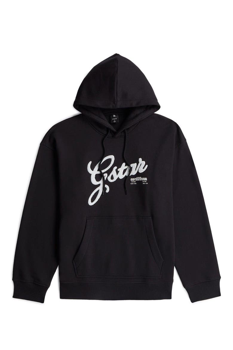 Chenille Relaxed Hoodie, Alternate, color, DARK BLACK
