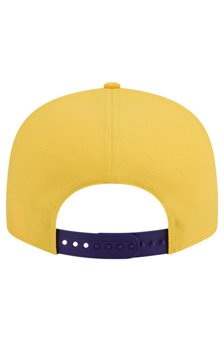New Era Men's New Era White/Purple Los Angeles Lakers Throwback Gradient Tech Font 9FIFTY Snapback Hat, Alternate, color, White