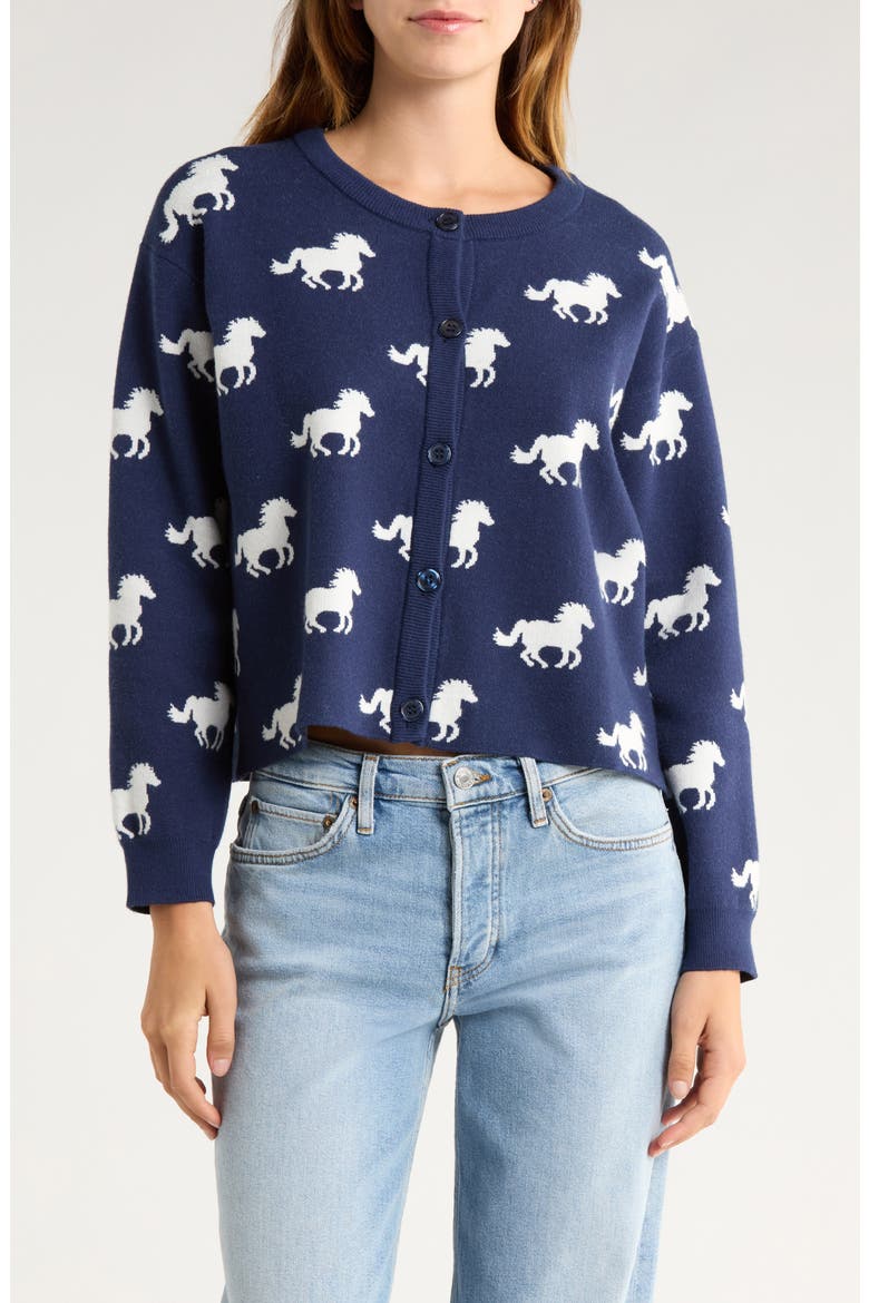 Horse Cardigan, Main, color, NAVY