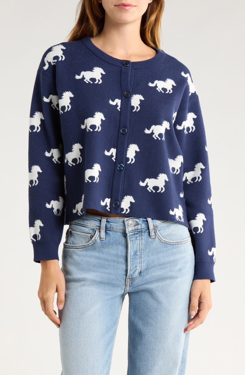 Vigoss Horse Cardigan, Main, color, Navy