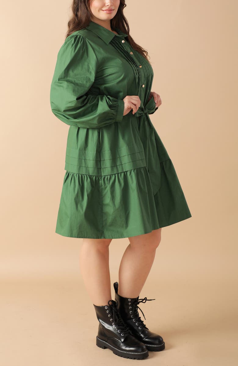 FLYING TOMATO Long Sleeve Shirtdress, Alternate, color, Green