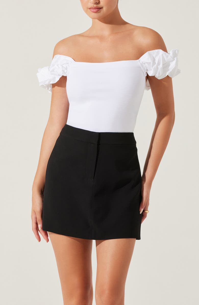 ASTR the Label Hoda Mixed Media Off the Shoulder top, Alternate, color, White