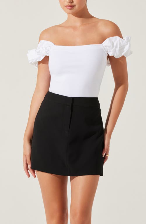 Astr The Label Hoda Mixed Media Off The Shoulder Top In White