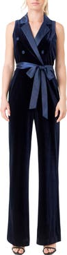 Endless Rose Satin Trim Velvet Jumpsuit