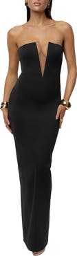 JLUXLABEL Midnight Illusion Strapless Gown