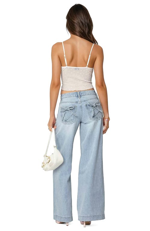 Shop Edikted Sidonie Low Rise Wide Leg Jeans In Light-blue