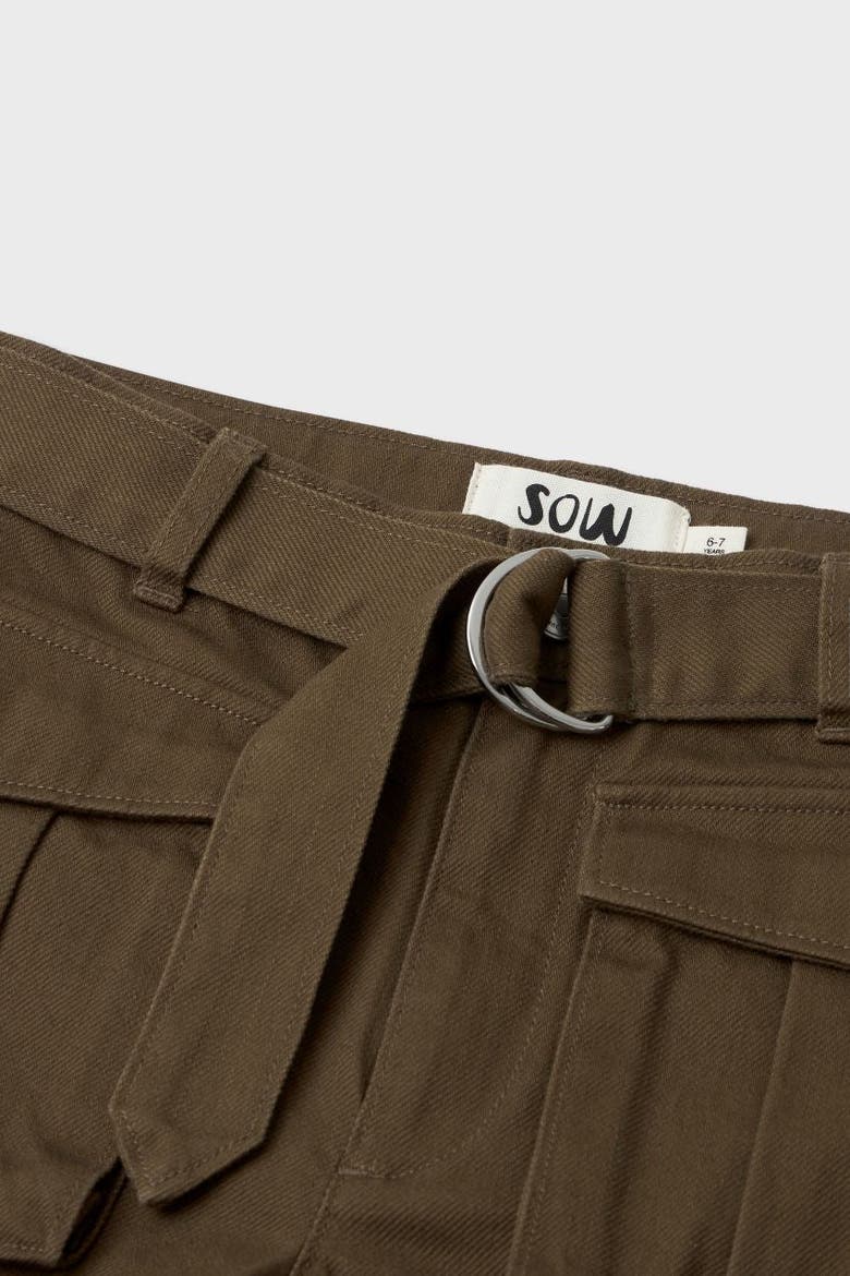 Organic Cotton Cargo Front Short With Belt, Alternate, color, Military Olive