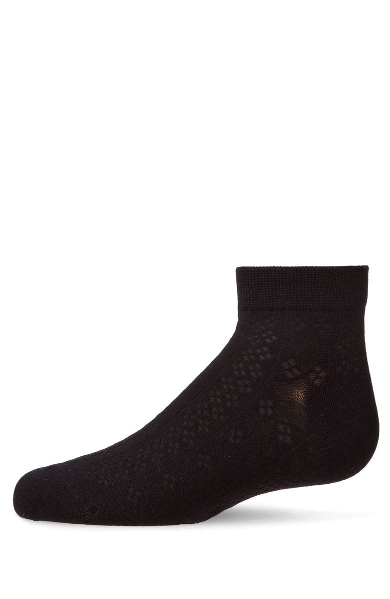 MeMoi Rayon Blend Diamond Knit Patterned Ankle Sock, Main, color, Black