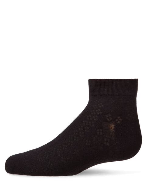 Rayon Blend Diamond Knit Patterned Ankle Sock (Toddler, Little Kid & Big Kid)