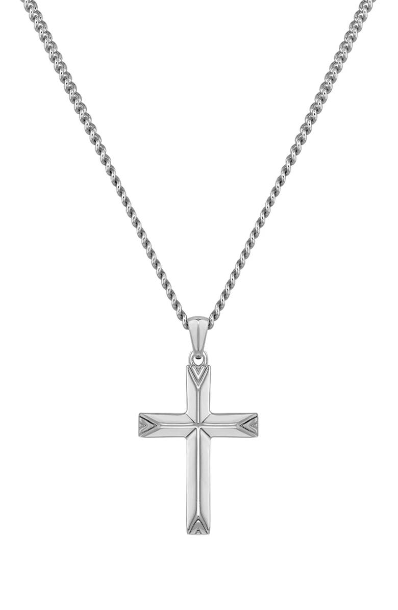 Vincero Men's Cross Pendant Necklace, Main, color, Silver