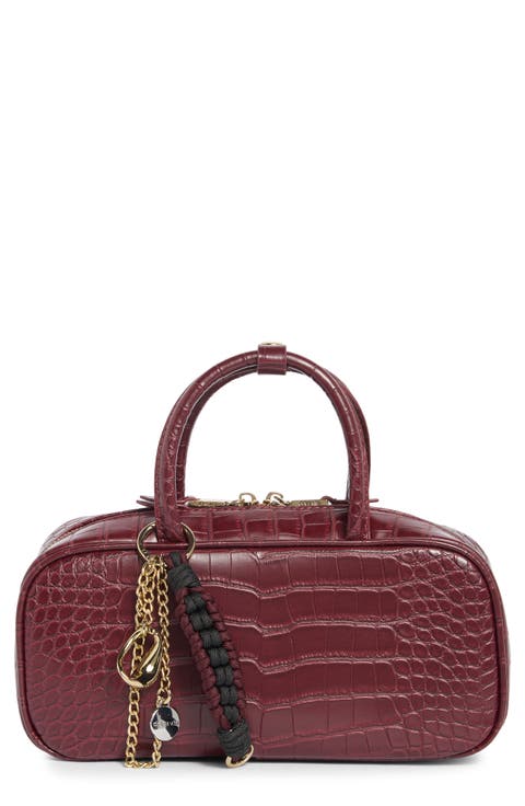 Flyn Croc Embossed East/West Handbag