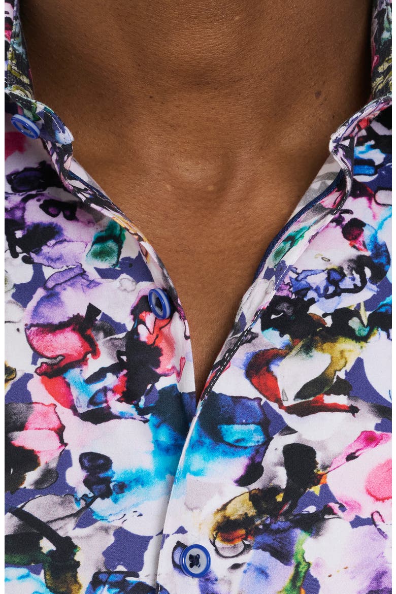 The Atlas Abstract Floral Stretch Button-Up Shirt, Alternate, color, BLACK MULTI