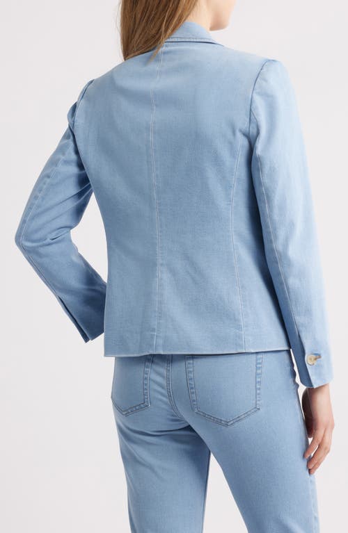 Shop Anne Klein Notch Collar Denim Blazer In Huntington Wash