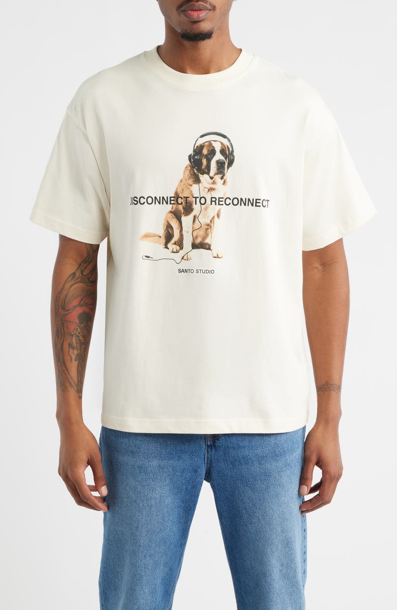 SANTO STUDIO Disconnect Drappo Graphic T-Shirt, Main, color, Cream