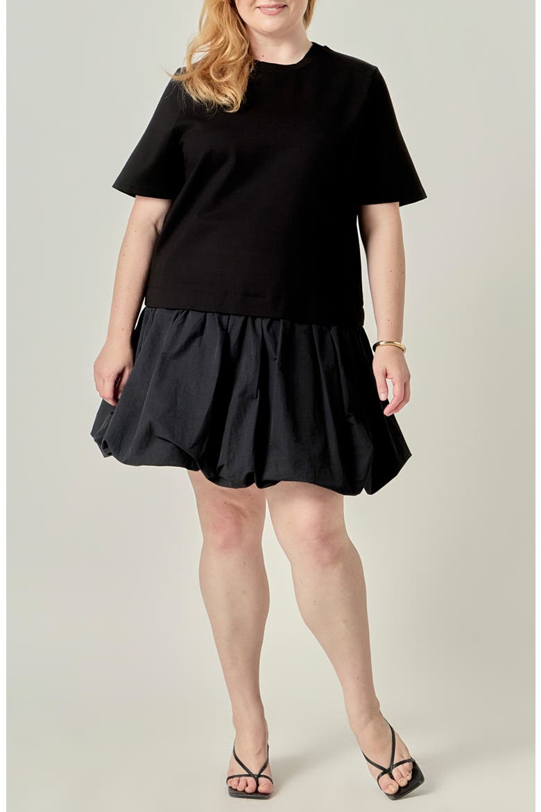 Bubble Mixed Media Minidress, Main, color, BLACK